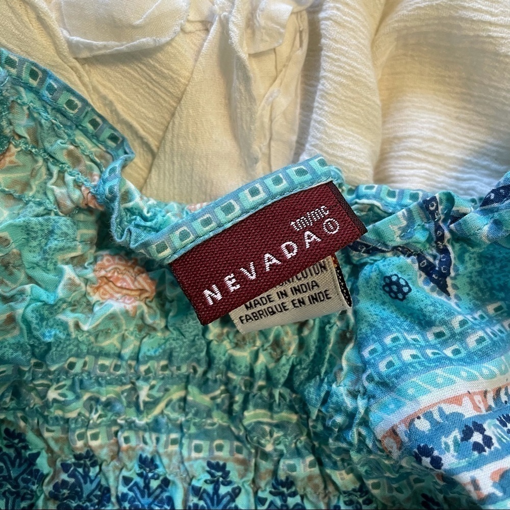 Nevada Y2K Printed Smocking Ruched Top Small - Picture 5 of 5